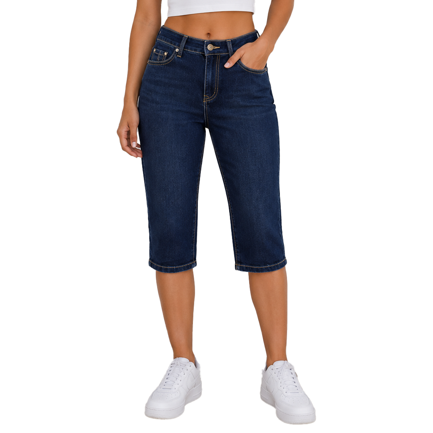 Santana Women's Dark Blue Demin Capris Jean - Branded Original