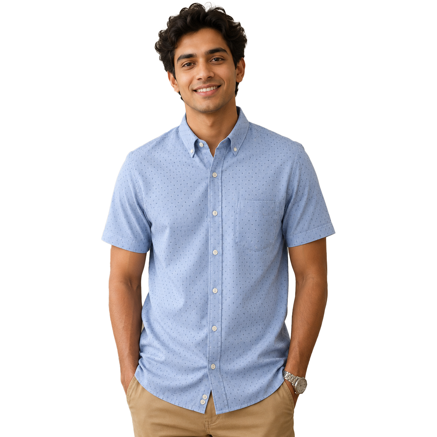 Kirkland Men's Light Blue Shirt (SS) - Branded Original